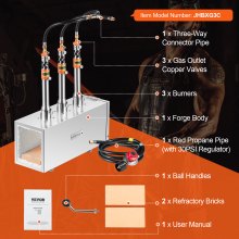 VEVOR Portable Propane Forge 3 Burner Farrier Forge 2600℉ Knife Metal Square