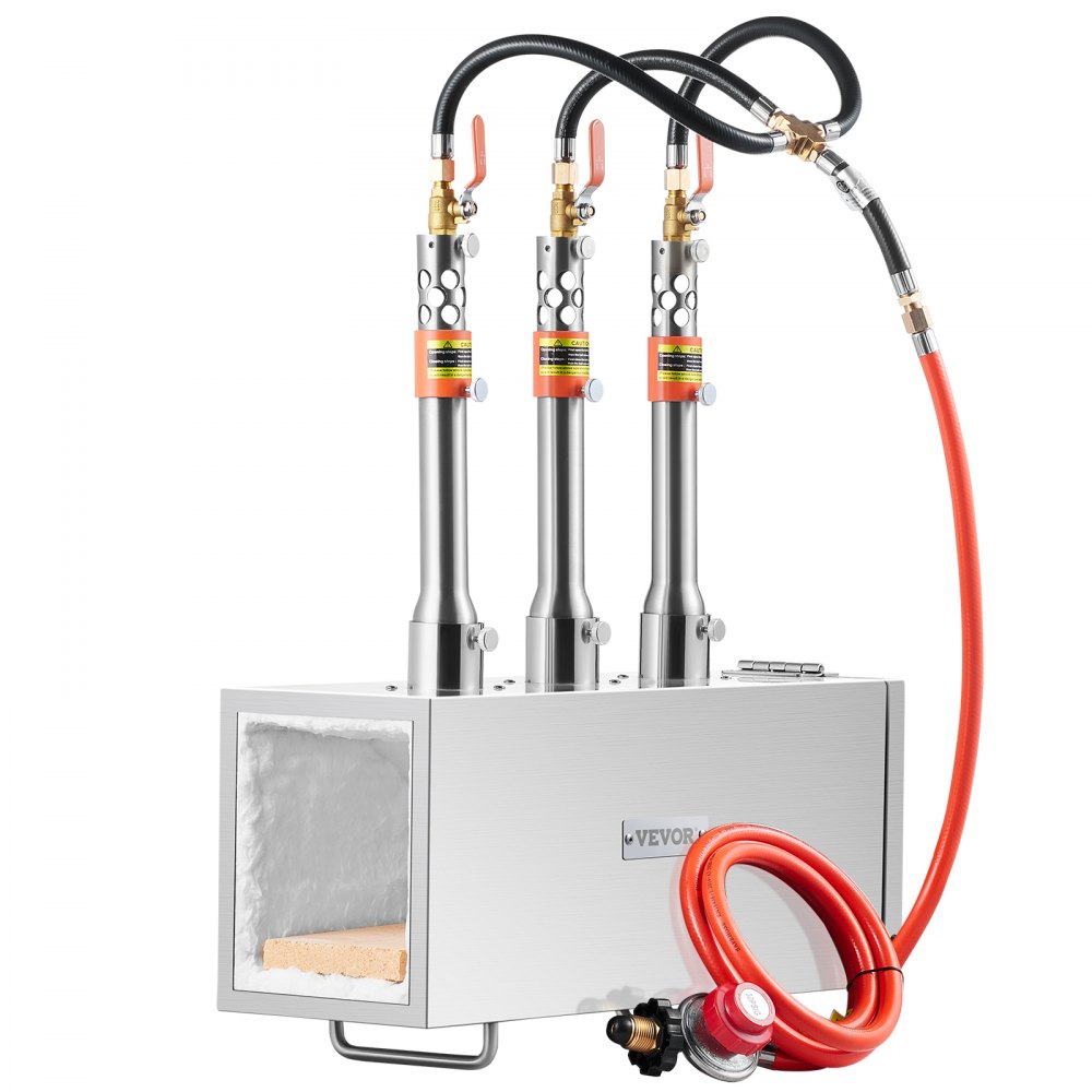 VEVOR Portable Propane Forge, 3 Burner Farrier Forge, 2600℉ Tool and Knife Making Blacksmithing Gas Forge, Large Capacity Square Stainless Steel Gas Forging Tools and Equipment for Metal Forging