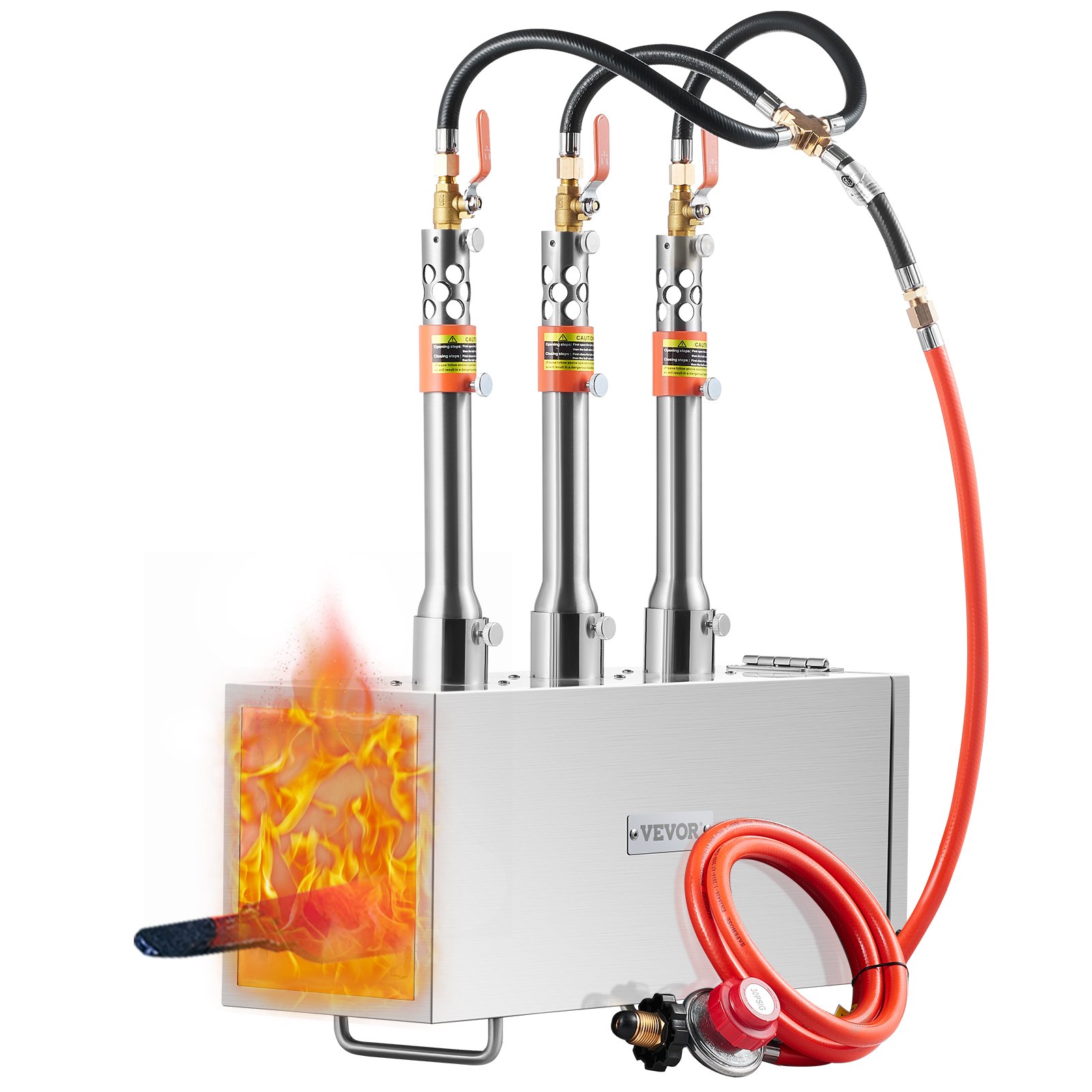 VEVOR Portable Propane Forge, 3 Burner Farrier Forge, 2600℉ Tool and Knife Making Blacksmithing Gas Forge, Large Capacity Square Stainless Steel Gas Forging Tools and Equipment for Metal Forging