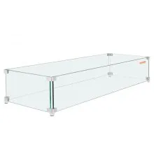 VEVOR Fire Pit Wind Guard Tempered Glass Flame Guard 38x10.5x6 inch Wind Shield