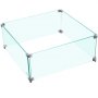 VEVOR Fire Pit Wind Guard, 14 x 14 x 6 Inch Glass Wind Guard, Rectangular Glass Shield, 0.3\" Thick Fire Table, Clear Tempered Glass Flame Guard, Steady Feet Tree Pit Guard for Propane, Gas, Outdoor