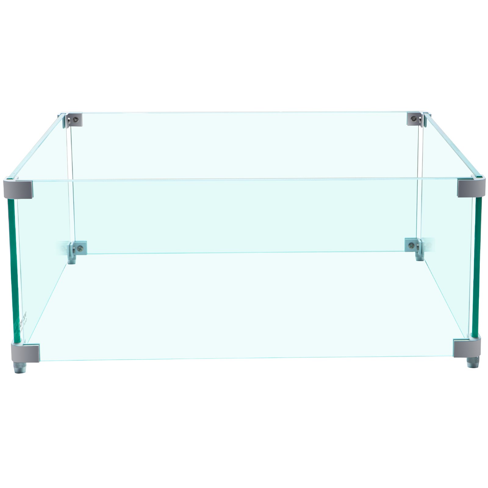 VEVOR Fire Pit Wind Guard, 14 x 14 x 6 Inch Glass Wind Guard, Rectangular Glass Shield, 0.3\" Thick Fire Table, Clear Tempered Glass Flame Guard, Steady Feet Tree Pit Guard for Propane, Gas, Outdoor