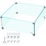 VEVOR Fire Pit Wind Guard, 22 x 22 x 9 inch Glass Flame Guard, Oblong Glass Shield, 0.3" Thick Fire Table, Clear Tempered Glass Flame Guard, Steady Feet Tree Pit Guard for Propane, Gas, Outdoor