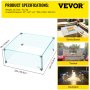 VEVOR Fire Pit Wind Guard, 22 x 22 x 9 Inch Glass Wind Guard, Rectangular Glass Shield, 0.3" Thick Fire Table, Clear Tempered Glass Flame Guard, Steady Feet Tree Pit Guard for Propane, Gas, Outdoor