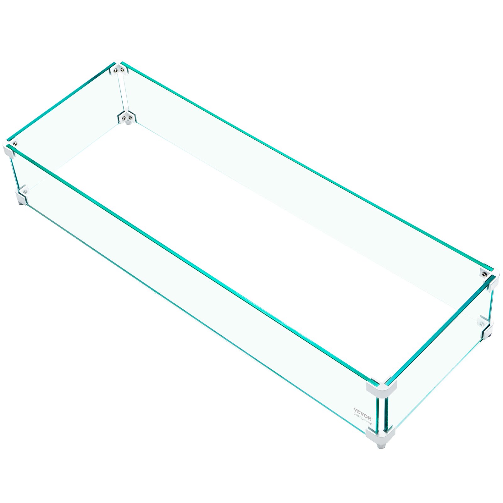 VEVOR Fire Pit Wind Guard, 29 x 13 x 6 Inch Glass Wind Guard, Rectangular Glass Shield, 0.3" Thick Fire Table, Clear Tempered Glass Flame Guard, Steady Feet Tree Pit Guard for Propane, Gas, Outdoor