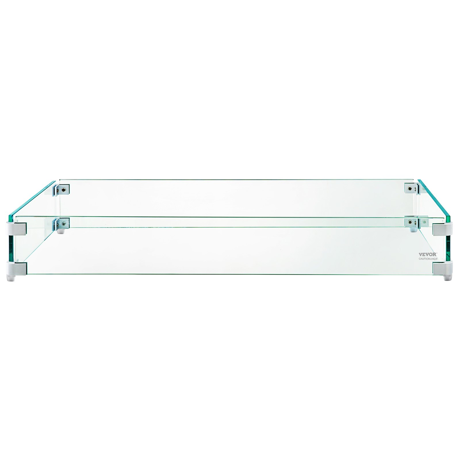 VEVOR Fire Pit Wind Guard, 29 x 13 x 6 Inch Glass Wind Guard, Rectangular Glass Shield, 0.3" Thick Fire Table, Clear Tempered Glass Flame Guard, Steady Feet Tree Pit Guard for Propane, Gas, Outdoor