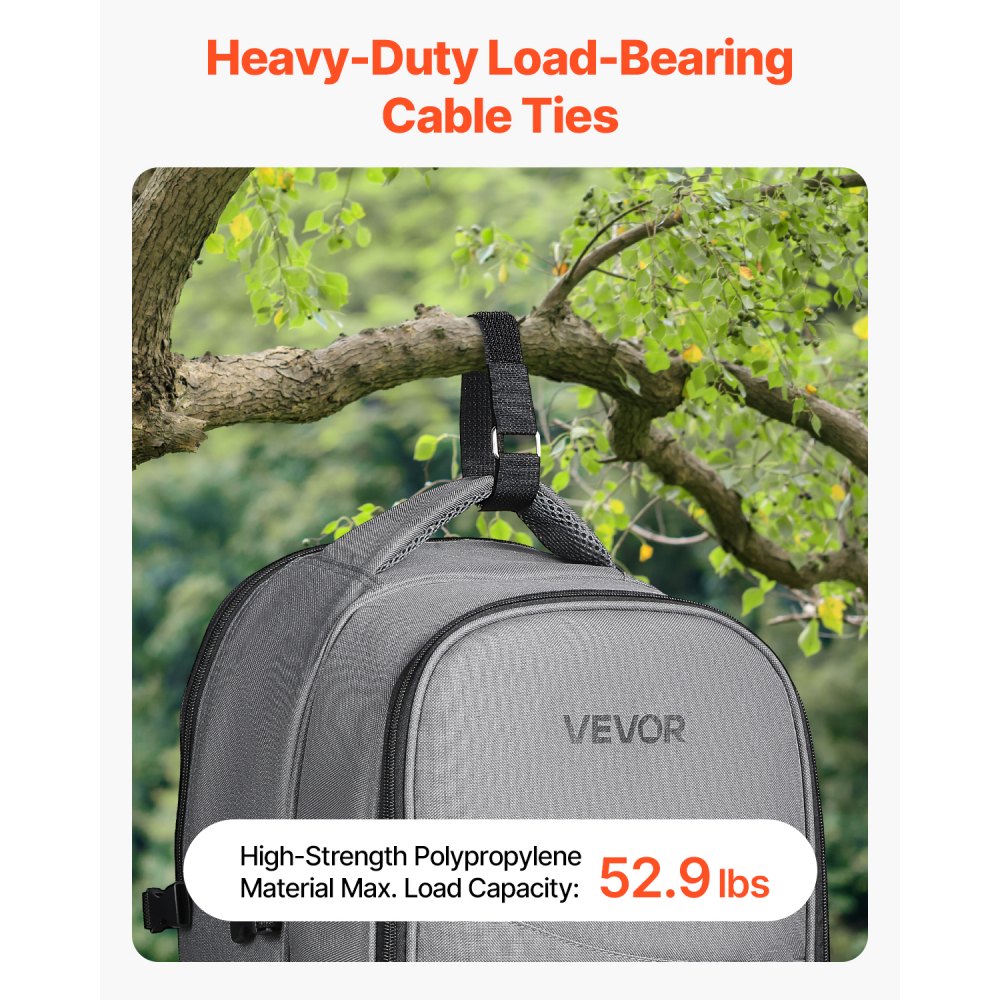 VEVOR Cable Ties, 393.7-Inch Adjustable Hook and Loop Straps with 50 Metal Buckles, Reusable Velcro Cords Straps, Cut-to-Length Wire Strap, Heavy-Duty Nylon Cord Ties for Organizer and Management