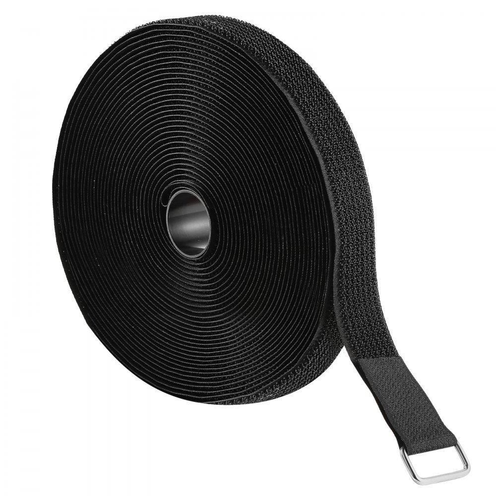 VEVOR Cable Ties, 393.7-Inch Adjustable Hook and Loop Straps with 50 Metal Buckles, Reusable Velcro Cords Straps, Cut-to-Length Wire Strap, Heavy-Duty Nylon Cord Ties for Organizer and Management