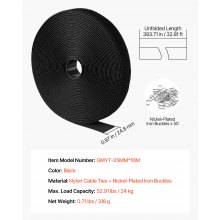 Cable Ties 393.7-Inch Hook and Loop Reusable Cord Ties with 50 Metal Buckles
