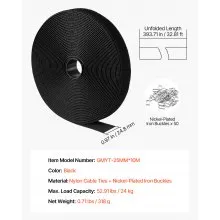 Cable Ties 393.7-Inch Hook and Loop Reusable Cord Ties with 50 Metal Buckles