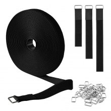 Cable Ties 393.7-Inch Hook and Loop Reusable Cord Ties with 50 Metal Buckles