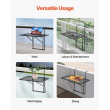 Balcony Hanging Table 19 x 24 in Outdoor Metal Patio Railing Table Adjustable