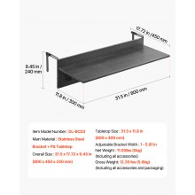 Balcony Hanging Table 12 x 32 in Outdoor Patio Railing Bar Table Foldable