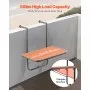 VEVOR Balcony Hanging Table, 25 x 24 in Folding Balcony Railing Table, Outdoor Balcony Bar Table for Railings, 4-Level Adjustable, Fit Railing from 1" to 5.5", Serving Table for Patio & Deck