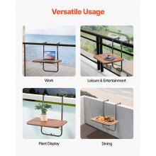 VEVOR Balcony Hanging Table 595 x 400 mm Patio Railing Bar Table Adjusable