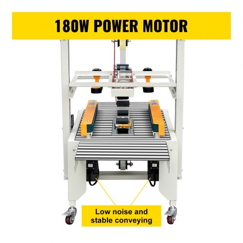 VEVOR Box Sealing Machine, 180W Case Sealer, Carton Sealer 0-18 m/min in Conveying Speed, Automatic Box Sealer, Double-Flap Case Sealer, Carton Taping Machine with Four Rolls of Tape