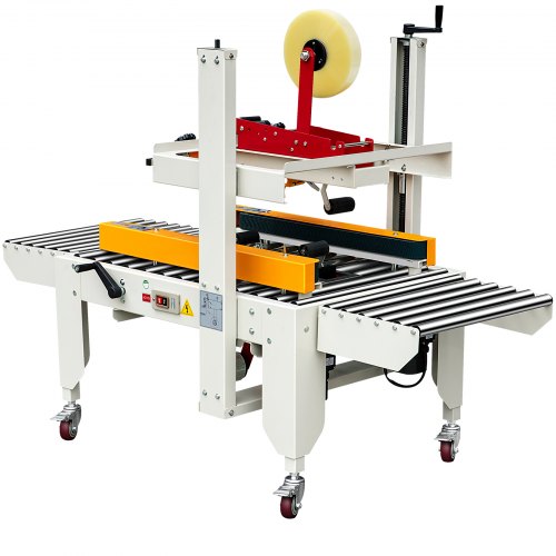 VEVOR Case Sealer 180W Box Sealing Machine, Automatic Box Sealer, Double-Flap Case Sealer, Carton Sealer 0-18 m/min in Conveying Speed, Carton Taping Machine with Four Rolls of Tape