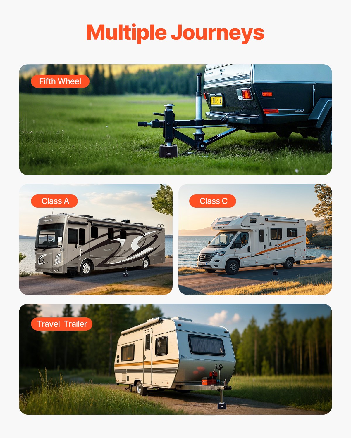 VEVOR Trailer Jack Block, 6" High Heavy Duty RV Leveling Block with 6000 lbs Capacity, RV Jack Stand, Motorcycle Stand, Stool, Camper Accessories for Travel Trailers, 5th Wheels Class A/C Motorhomes