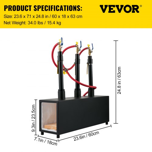 VEVOR Gas Propane Forge Furnace Burner Portable Three Burners Metal Tool Making