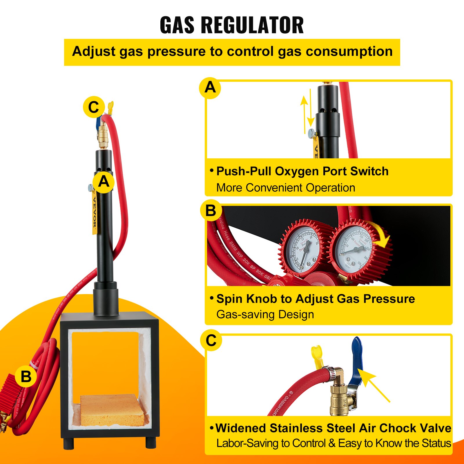 VEVOR Gas Propane Forge Furnace Burner Portable Single Burner Metal Tool Making