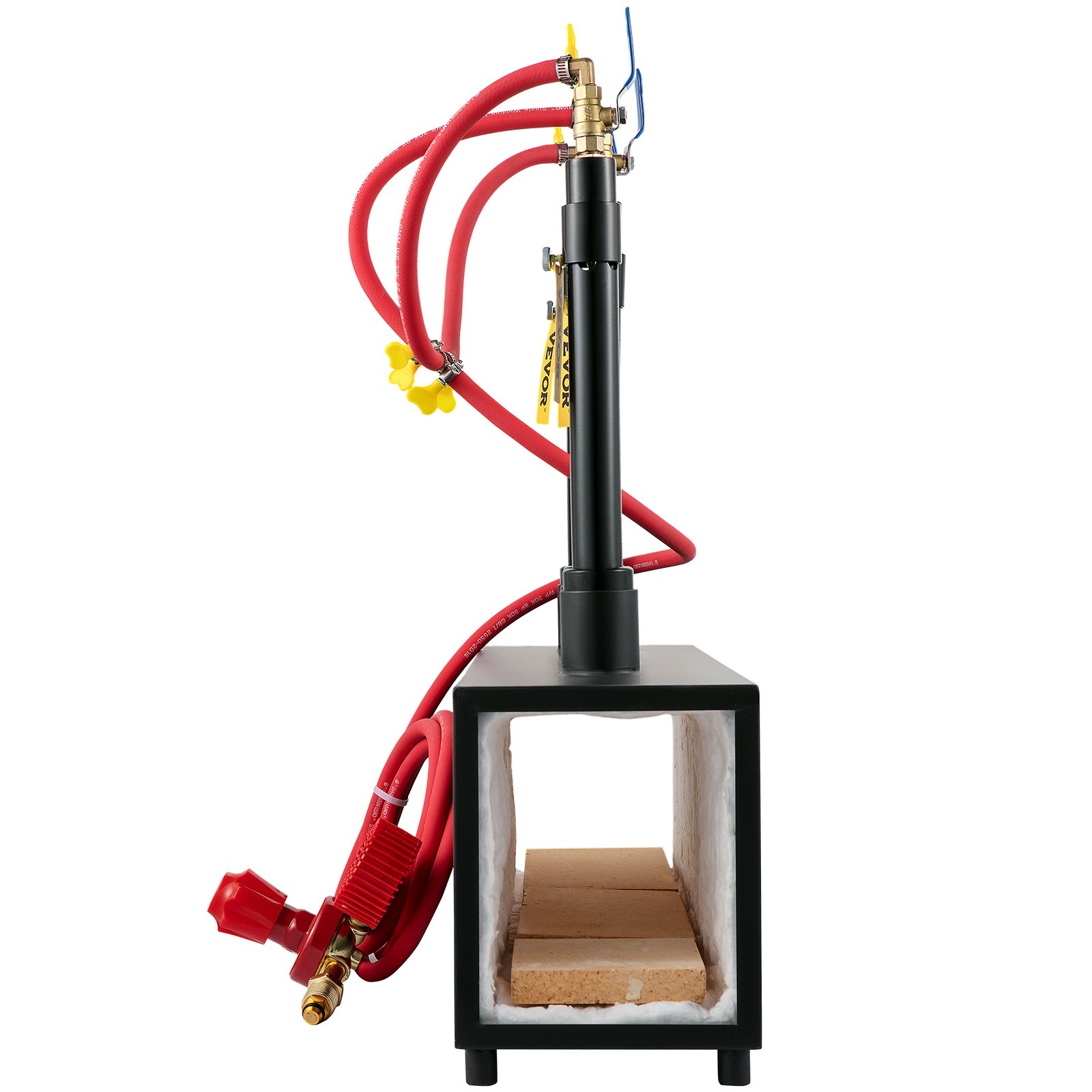 VEVOR Propane Knife Forge, Farrier Furnace with Three Burners, Portable Square Metal Forge with an Open Structure, Large Capacity, for Blacksmithing, Knife Making, Forging Tools and Equipment