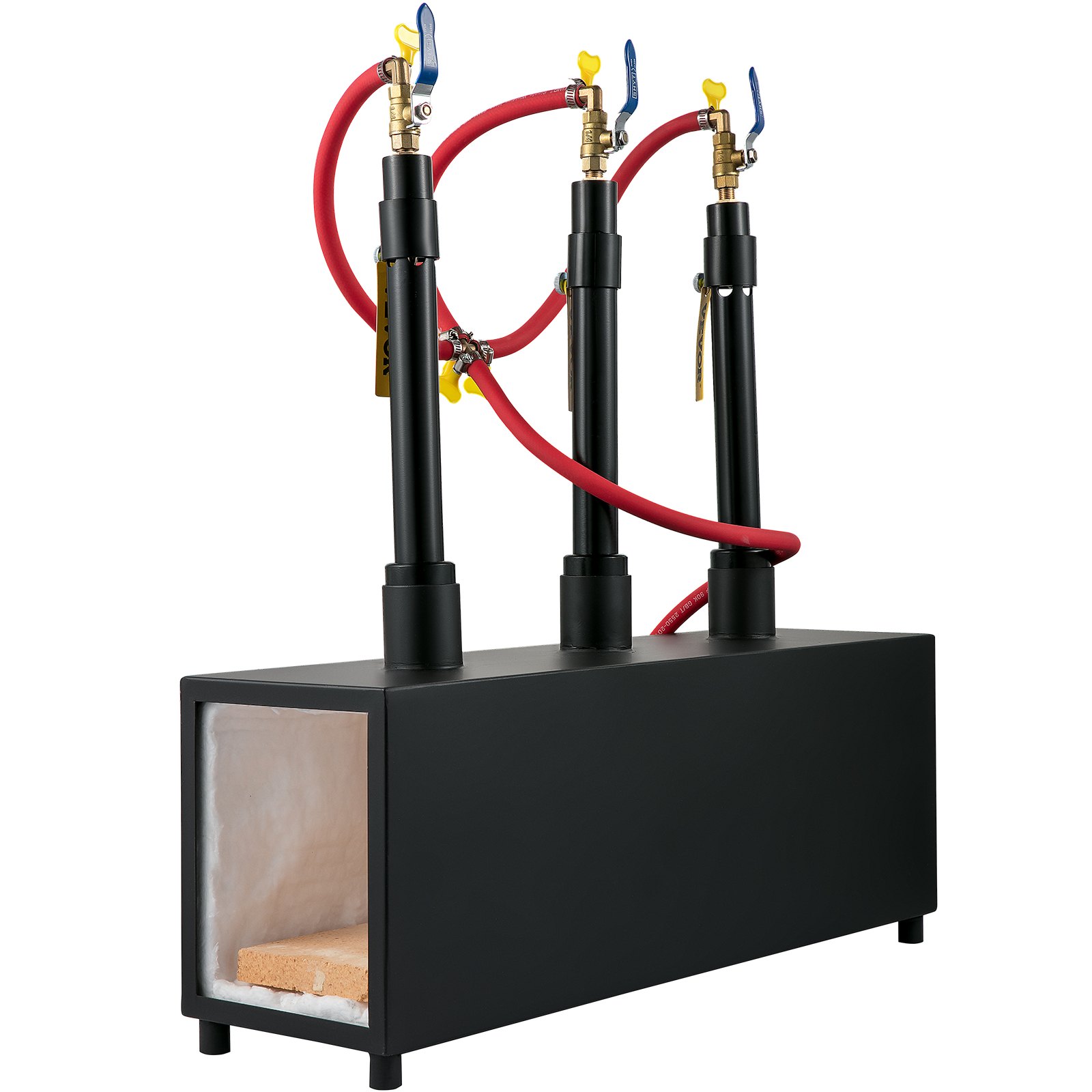 VEVOR Propane Knife Forge, Farrier Furnace with Three Burners, Portable Square Metal Forge with an Open Structure, Large Capacity, for Blacksmithing, Knife Making, Forging Tools and Equipment