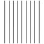 VEVOR metal balusters in black, arranged vertically in a neat row, ideal for railings and staircases.