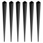 black VEVOR metal balusters, six pieces, square top design, aligned vertically.