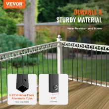 VEVOR Staircase Metal Balusters, 44'' x 0.5'' Square Aluminum Alloy Decorative Banister Spindles, 31 Pack Deck Baluster with Screws, Classic Hollow Straight Deck Railing Satin Black Powder Coated