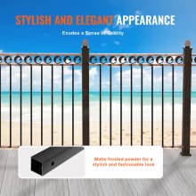 VEVOR Staircase Metal Balusters, 44'' x 0.5'' Square Aluminum Alloy Decorative Banister Spindles, 31 Pack Deck Baluster with Screws, Classic Hollow Straight Deck Railing Satin Black Powder Coated