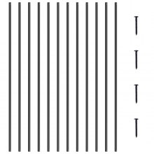 VEVOR Staircase Metal Balusters, 44'' x 0.5'' Square Aluminum Alloy Decorative Banister Spindles, 31 Pack Deck Baluster with Screws, Classic Hollow Straight Deck Railing Satin Black Powder Coated