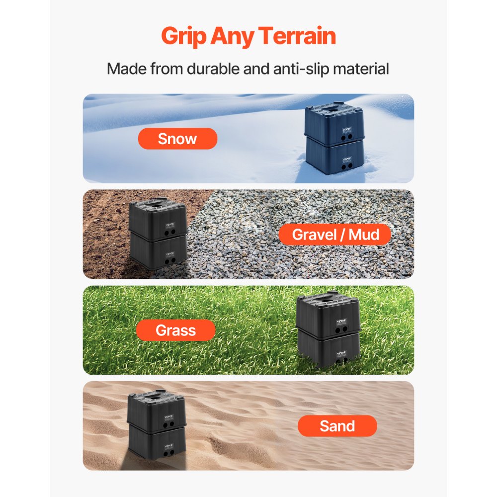 VEVOR Trailer Jack Blocks, 6" High Heavy Duty RV Leveling Blocks, Each with 6000 lbs Capacity, as RV Jack Stand, Stool, Camper Accessories, for Travel Trailers, 5th Wheels Class A/C Motorhomes, 2 Pcs