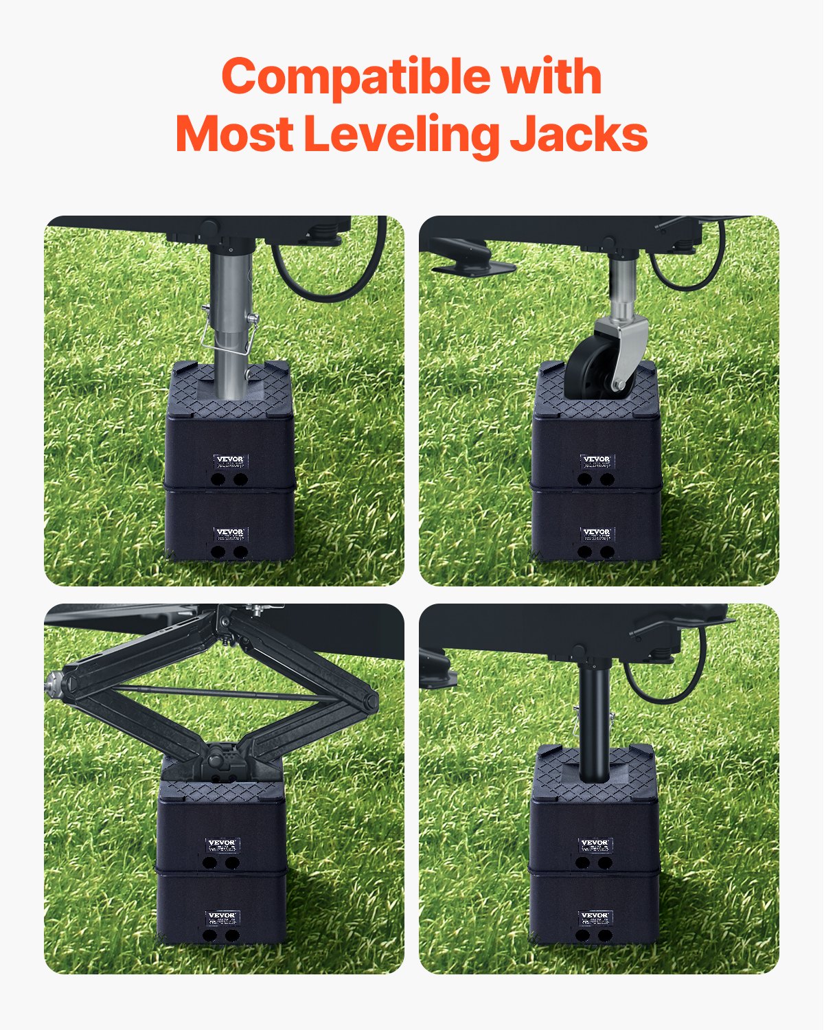 Blocos de macaco para trailer VEVOR, blocos de nivelamento para trailers de alta resistência de 6" de altura, cada um com capacidade para 6.000 libras, como suporte de macaco para trailers, banco, acessórios para trailers de viagem, motorhomes com ar-condicionado de quinta roda, 2 peças