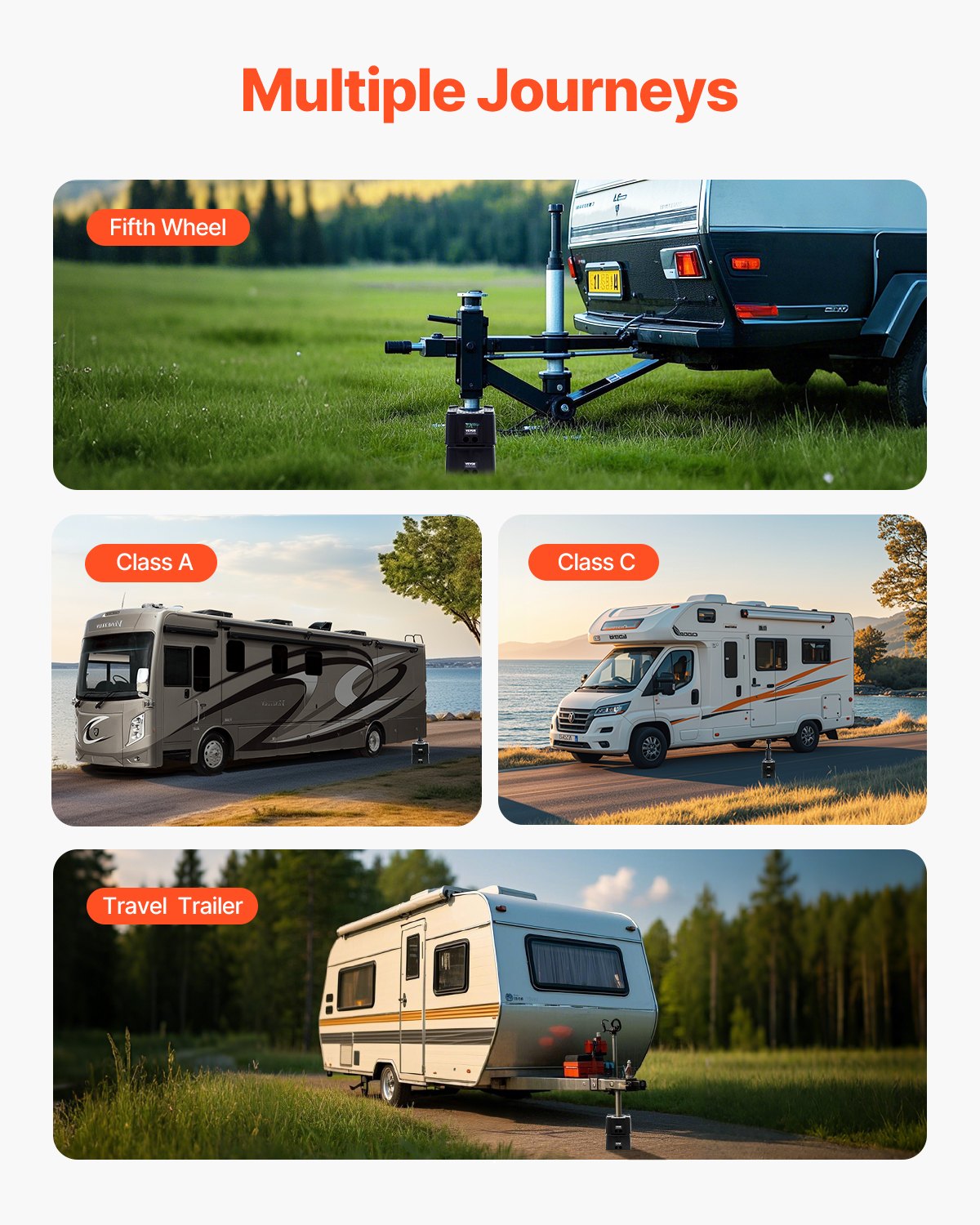 Blocos de macaco para trailer VEVOR, blocos de nivelamento para trailers de alta resistência de 6" de altura, cada um com capacidade para 6.000 libras, como suporte de macaco para trailers, banco, acessórios para trailers de viagem, motorhomes com ar-condicionado de quinta roda, 2 peças