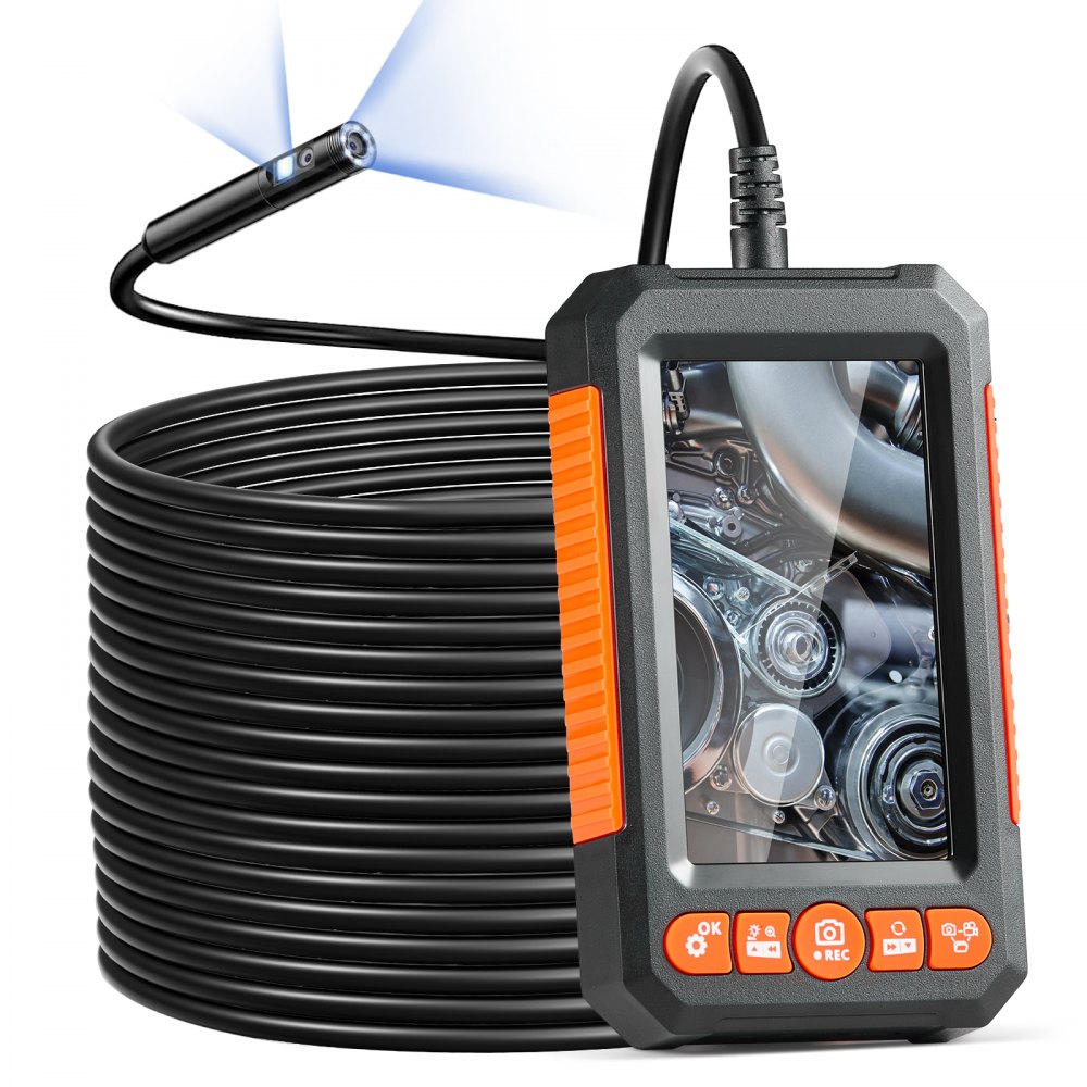 VEVOR endoskopkamera med ljus Dual Lens Borescope 49,2FT kabel 4,3" skärm