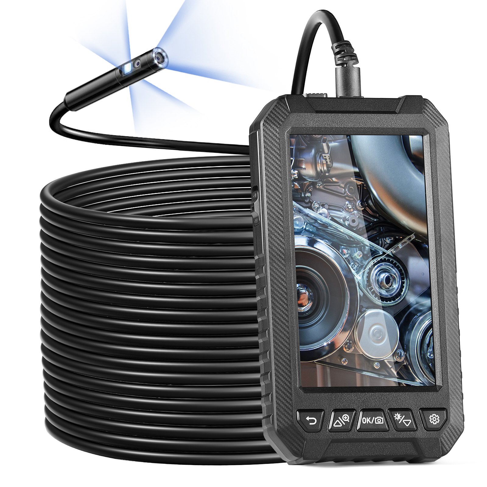 VEVOR Endoscope Camera with Lights Triple Lens Borescope 1499.6 cm Cable 12.7 cm Screen