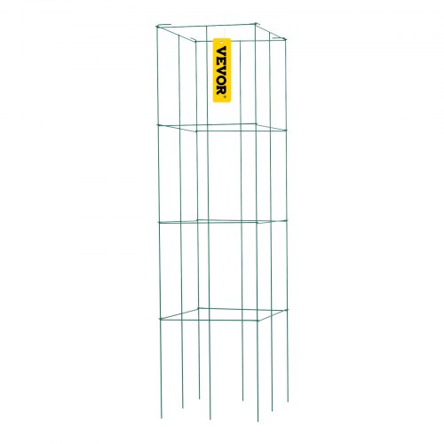 VEVOR Tomato Cages, 14.6" x 14.6" x 39.4", 6 Packs Square Plant Support Cages, Green PVC-Coated Steel Tomato Towers for Climbing Vegetables, Plants, Flowers, Fruits