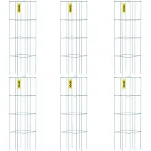 VEVOR Tomato Cages, 14.6" x 14.6" x 39.4", 6 Packs Square Plant Support Cages, Green PVC-Coated Steel Tomato Towers for Climbing Vegetables, Plants, Flowers, Fruits
