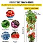 VEVOR Jaulas para tomates, 11.8" x 11.8" x 46.1", 5 paquetes de jaulas cuadradas de soporte para plantas, torres de tomate de acero recubiertas de PVC plateadas para trepar verduras, plantas, flores y frutas