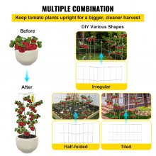 VEVOR Tomato Cages Plant Support Cage 5Pack Square Steel 3.8FT Silver for Garden