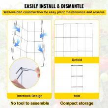 VEVOR Tomato Cages Plant Support Cage 5Pack Square Steel 3.8FT Silver for Garden