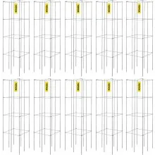 VEVOR Tomato Cages, 11.8" x 11.8" x 46.1", 10 Packs Square Plant Support Cages, Silver PVC-Coated Steel Tomato Towers for Climbing Vegetables, Plants, Flowers, Fruits