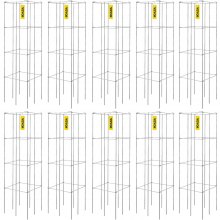 VEVOR Tomato Cages, 11.8\" x 11.8\" x 46.1\", 10 Packs Square Plant Support Cages, Silver PVC-Coated Steel Tomato Towers for Climbing Vegetables, Plants, Flowers, Fruits