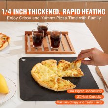 VEVOR Pizza Steel, 13.5" x 10" x 1/4" Placa de acero para pizza para horno, piedra para hornear pizza de acero al carbono presazonada con conductividad 20 veces mayor, bandeja para pizza resistente para parrilla al aire libre, horno interior
