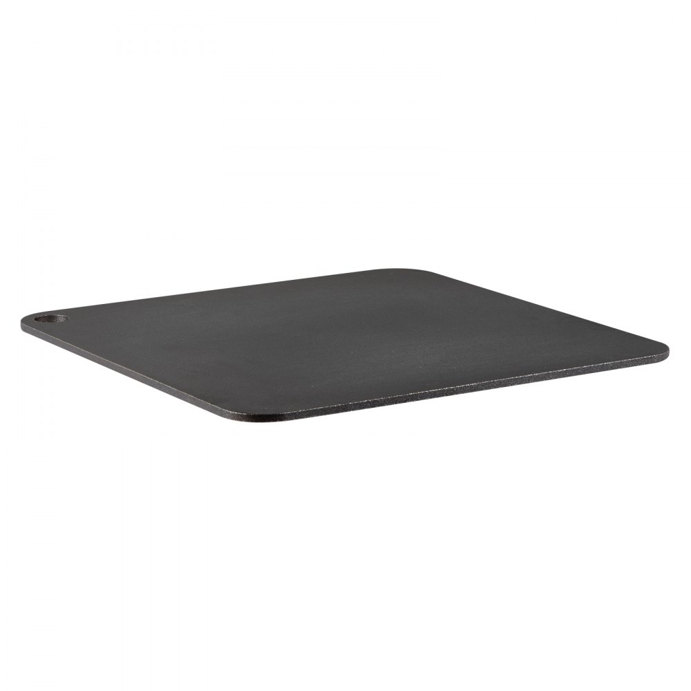 VEVOR pizza steel, rectangular and black with smooth edges and a hole for hanging.