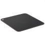 black VEVOR pizza steel with rounded corners and a hanging hole on a white background.