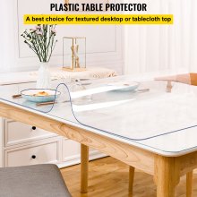 VEVOR plastik borddæksel 42 x 72 tommer, 1,5 mm tyk klar bordbeskytter, rektangel klar bordmåtte, vandtæt og nem rengøring til kontorkommode Natbord