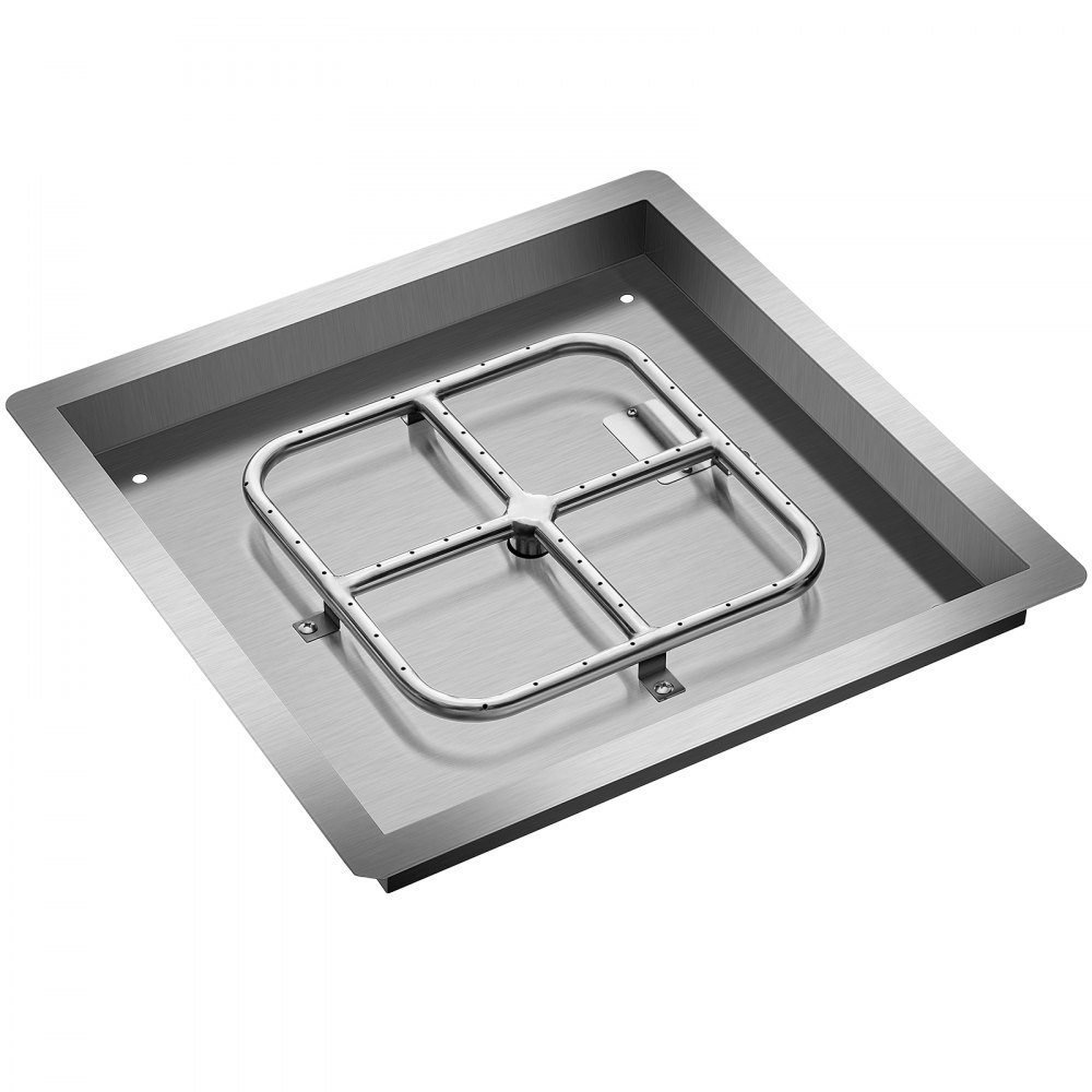 VEVOR Drop in Fire Pit Pan, 36" x 36" Square Fire Pit Burner, Stainless Steel Gas Fire Pan, Fire Pit Burner Pan w/ 1 Pack Volcanic Rock Fire Pit Insert w/ 300K BTU for Keeping Warm w/ Family & Friends