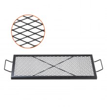 VEVOR X-Marks Fire Pit Grill Grate, Rectangle Cooking Grate, Heavy Duty Steel Campfire BBQ Grill Grid with Handle & Support X Wire, Portable Camping Cookware for Outside Party Gathering, 32 Inch Black
