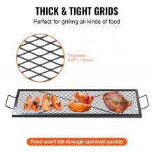 VEVOR X-Marks Fire Pit Grill Grate, Rectangle Cooking Grate, Heavy Duty Steel Campfire BBQ Grill Grid with Handle & Support X Wire, Portable Camping Cookware for Outside Party Gathering, 111 cm Black，44x15in